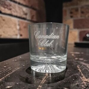 Canadian Club Clear Whiskey Tumbler, Vintage Rocks‎ Glass, Replacement Barware